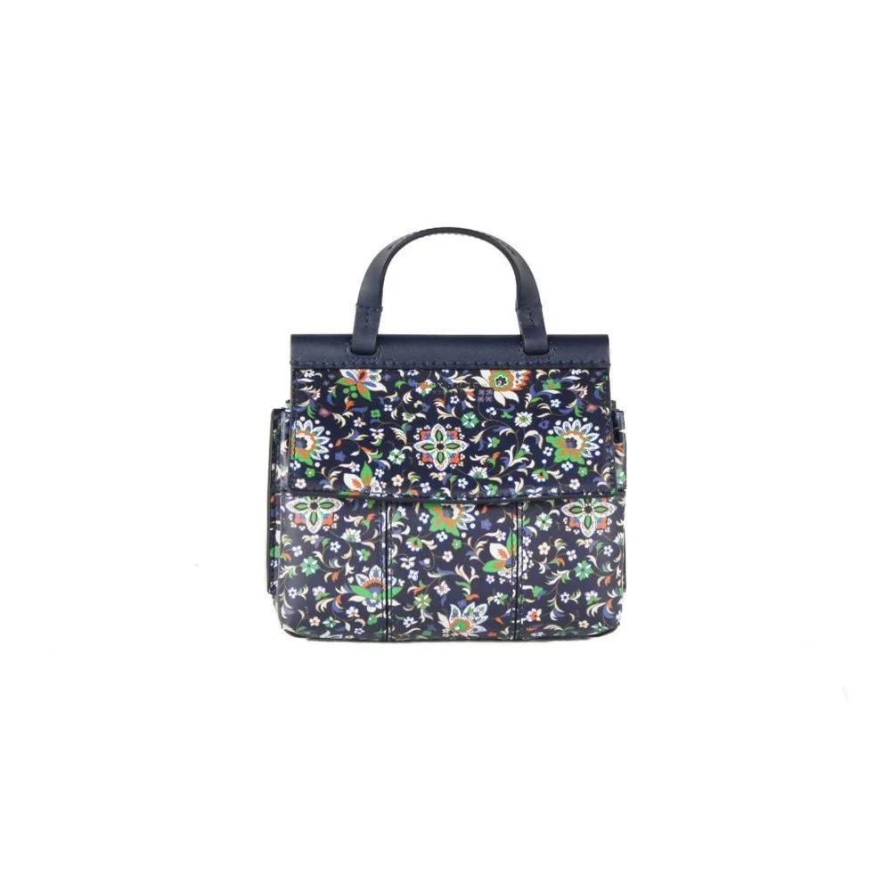 NEW Tory Burch Block Navy Soleil Floral Leather Mini Satchel Crossbody Bag - Picture 11 of 14
